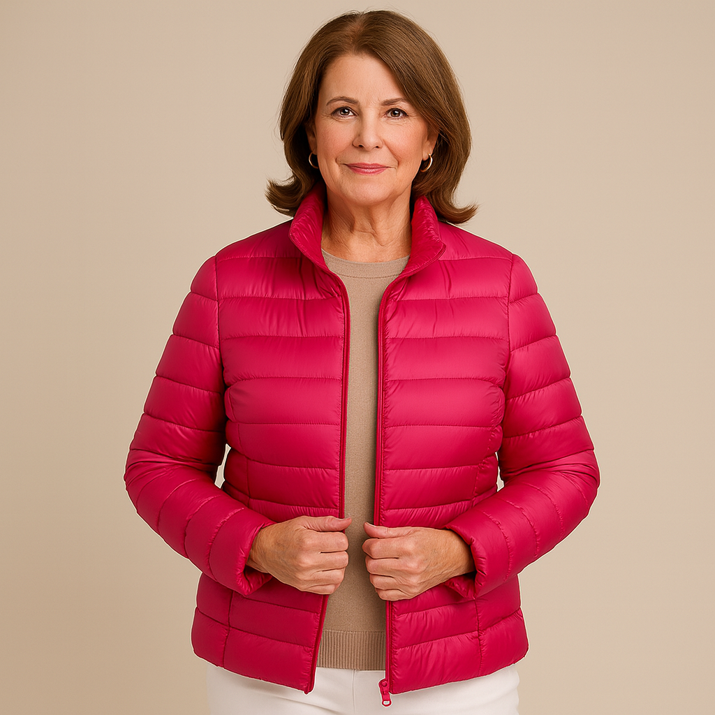 Aurora™ - Ny Ultralett Jakke med Hvite Andefjær