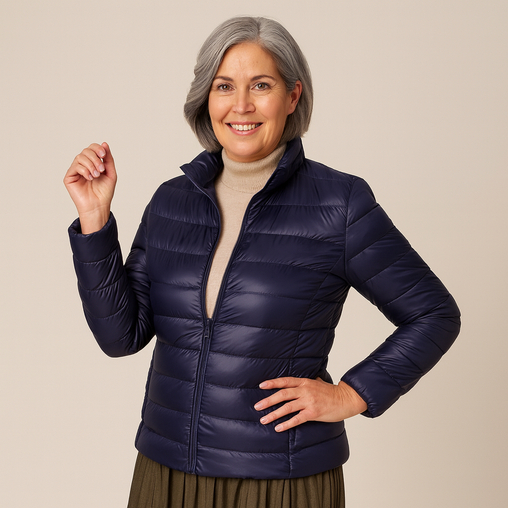 Aurora™ - Ny Ultralett Jakke med Hvite Andefjær